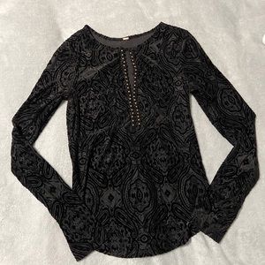 Free People Black Long Sleeve Shirt Size Medium